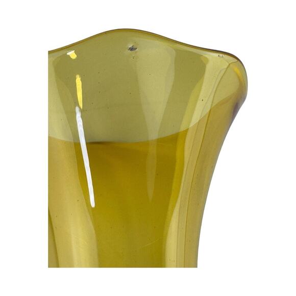 Vintage Amber Glass Swung Vase 9" Mid Century Modern Art Glass Home Decor - Picture 15 of 16